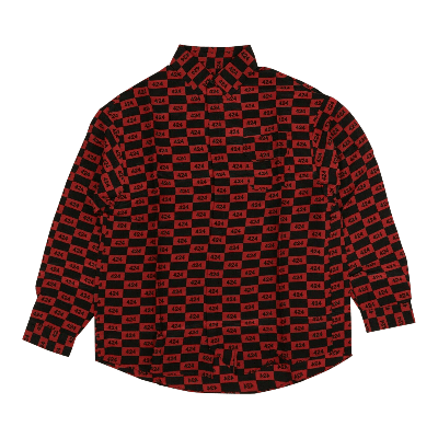 Pre-owned 424 Logo Button Down Shirt 'red/black' In Multi-color