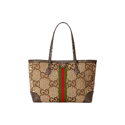 Pre-owned Gucci Ophidia Jumbo Gg Medium Tote 'camel/ebony' In Brown