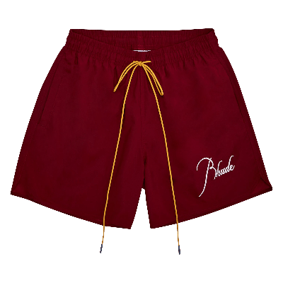 Pre-owned Rhude Logo Swim Short 'bordeaux' In Red