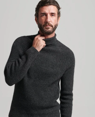 SUPERDRY MEN'S ALPACA CHUNKY ROLL NECK JUMPER BLACK 