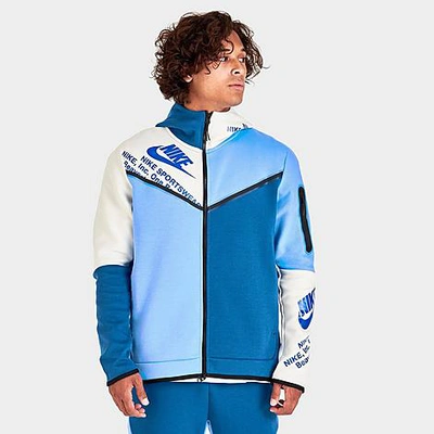 Nike Men's Sportswear Tech Fleece Graphic Full-zip Hoodie In Dark Marina  Blue/university Blue/light Bone/game Royal | ModeSens