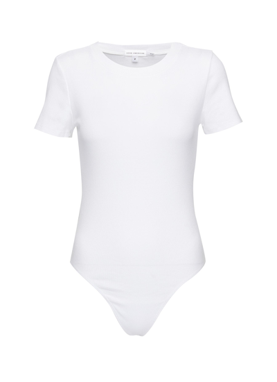 Shop Good American Crewneck Ribbed Knit T-shirt Bodysuit In White