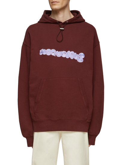 Shop Jacquemus Oversized Chest Logo Pullover Hoodie In Brown