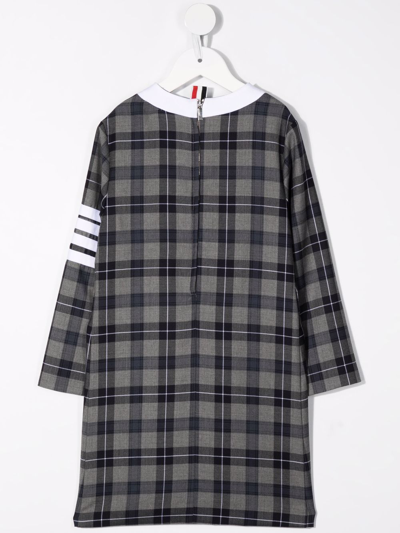 Shop Thom Browne Tartan-print Dress In Grey