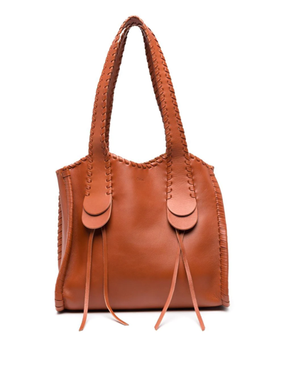Shop Chloé Mony Fringe-trimmed Tote Bag In Orange