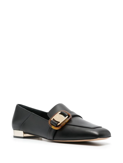 Shop Ferragamo Vara Square-toe Loafers In Black