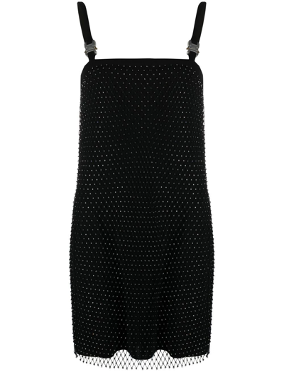 Shop Alyx Crystal-embellished Mesh Mini Dress In Black