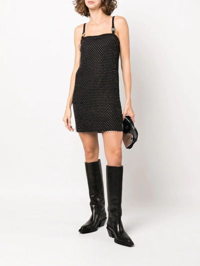 Shop Alyx Crystal-embellished Mesh Mini Dress In Black