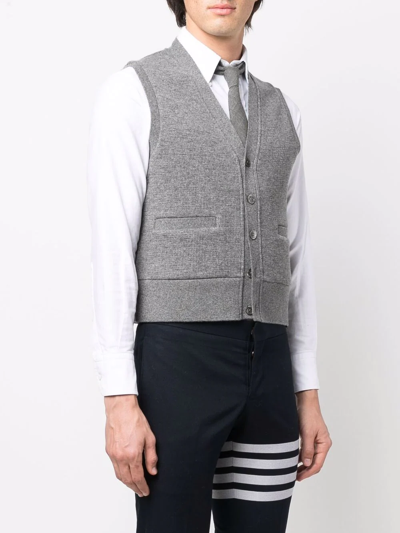 Shop Thom Browne Sleeveless Cashmere Cardigan In Grey