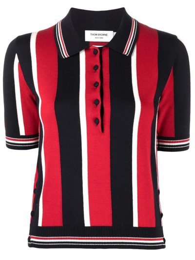 THOM BROWNE WIDE STRIPED POLO TOP 