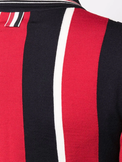 Shop Thom Browne Wide Striped Polo Top In Red