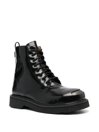 Shop Kenzo Logo-embossed Lace-up Boots In Black