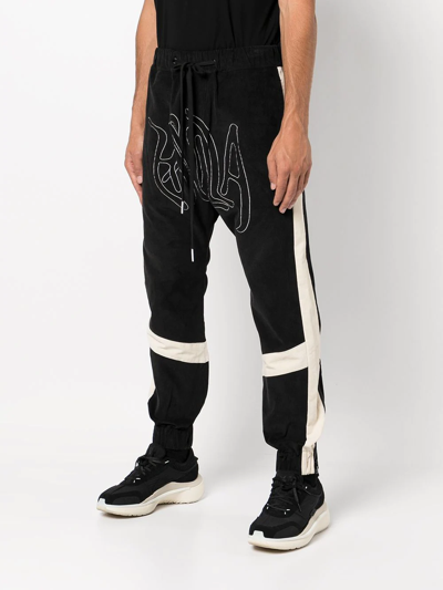 Shop Haculla Embroidered-logo Drop-crotch Trousers In Black