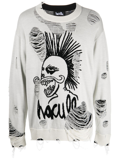Shop Haculla Logo-knit Distressed Jumper In Black