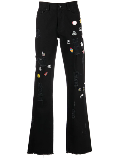 Shop Haculla Decorative Pin-detail Distressed Jeans In Black