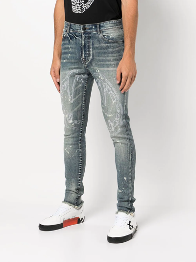 Haculla Fang Lips-print Skinny Jeans In Blue