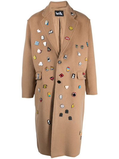 Shop Haculla Decorative Pin-detail Overcoat In Brown