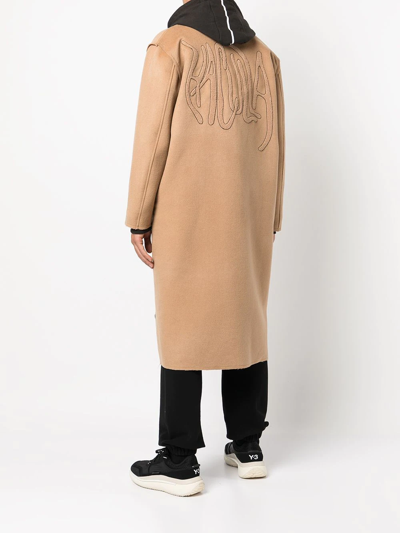 Shop Haculla Decorative Pin-detail Overcoat In Brown