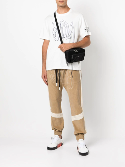 Haculla Embroidered-logo Ribbed Drop-crotch Pants In Brown