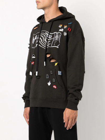 Shop Haculla Distressed Pin-detailed Hoodie In Black