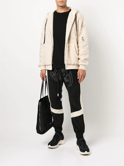 Shop Haculla Faux-shearling Zip-up Hoodie In Neutrals