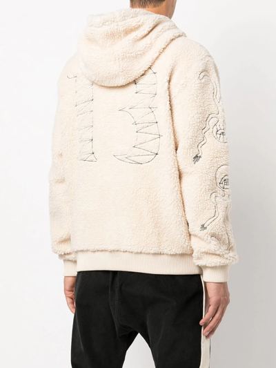 Shop Haculla Faux-shearling Zip-up Hoodie In Neutrals