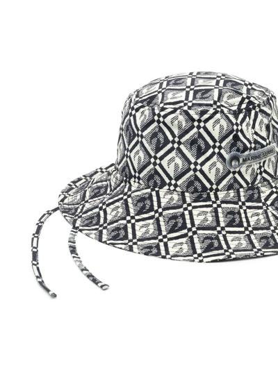 Shop Marine Serre Logo-jacquard Bucket Hat In Black