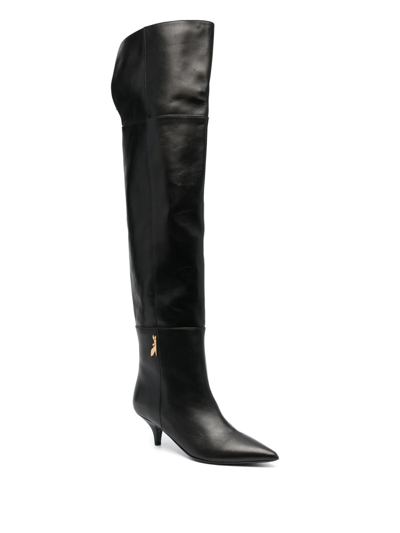 Shop Patrizia Pepe 50mm Thigh-length Leather Boots In Black