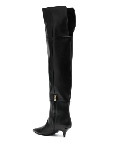 Shop Patrizia Pepe 50mm Thigh-length Leather Boots In Black