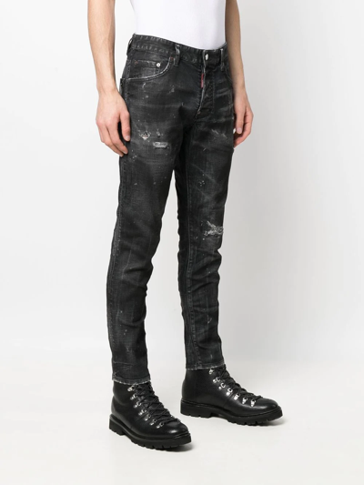 Shop Dsquared2 Slim-fit Distressed Jeans In Black