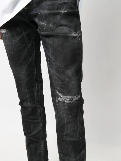 Shop Dsquared2 Slim-fit Distressed Jeans In Black