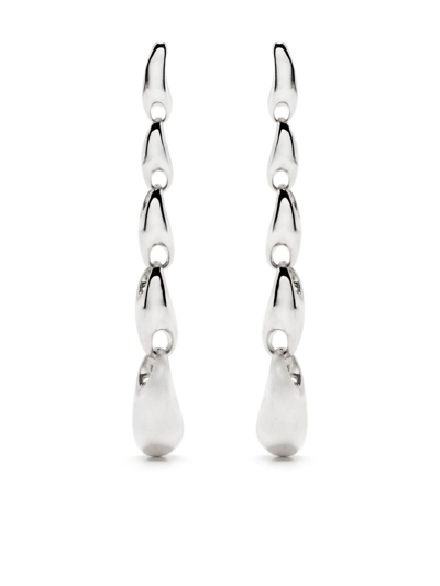 Shop Georg Jensen Large Reflect Drop Earrings In Silver