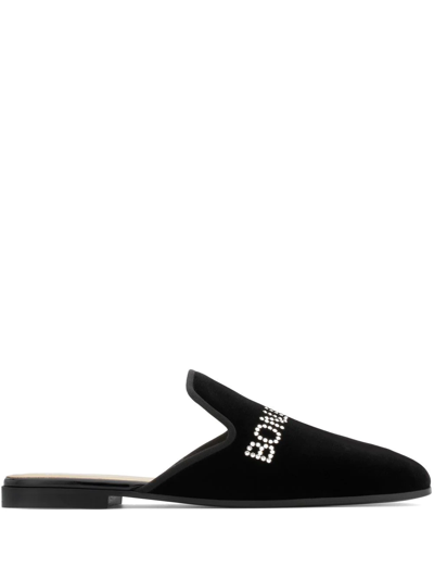 Shop Giuseppe Zanotti Bonjour Nuit Embellished Velvet Mules In Black