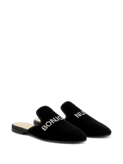 Shop Giuseppe Zanotti Bonjour Nuit Embellished Velvet Mules In Black