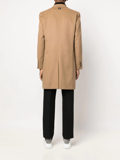 Shop Philipp Plein Single-breasted Wool-cashmere Coat In Neutrals