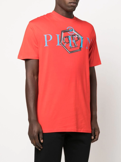 Shop Philipp Plein Logo-print Short-sleeved T-shirt In Red