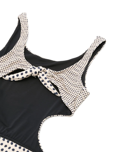 Amir Slama Cut-out Textured One-piece In Neutrals