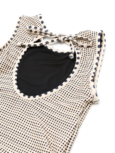 Amir Slama Spot-print Peplum Swimsuit In Neutrals