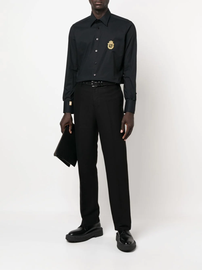 Shop Billionaire Silver Cut Long-sleeved Shirt In Black
