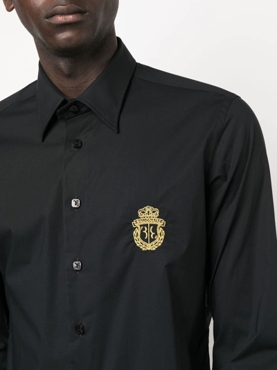 Shop Billionaire Silver Cut Long-sleeved Shirt In Black