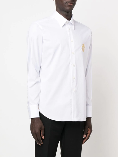 Shop Billionaire Silver Cut Long-sleeved Shirt In White
