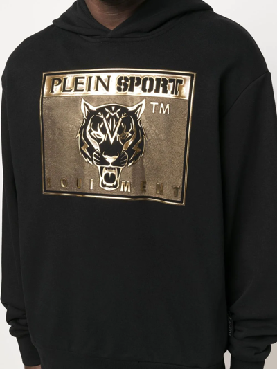 Shop Plein Sport Tiger-head Logo-print Hoodie In Black