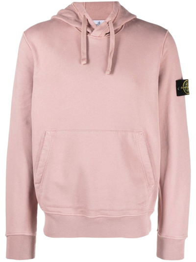 Stone Island Logo Patch Drawstring Hoodie In Pink | ModeSens