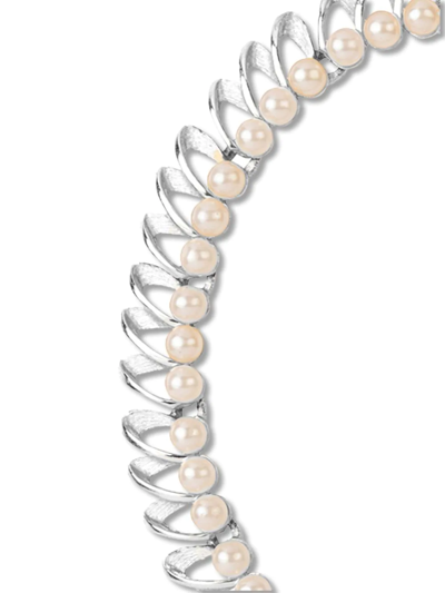 Pre-owned Susan Caplan Vintage 1960s Trifari Faux-pearl Necklace In Silver