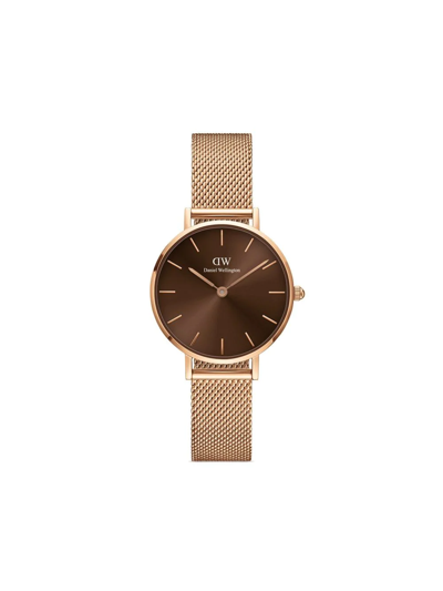 Shop Daniel Wellington Petite Amber 28mm Watch In Brown