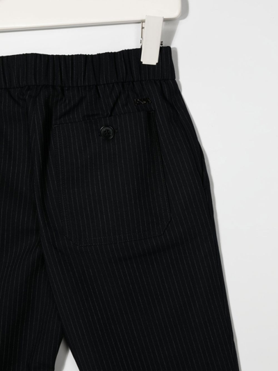Shop Emporio Armani Pinstripe Straight-leg Trousers In Blue