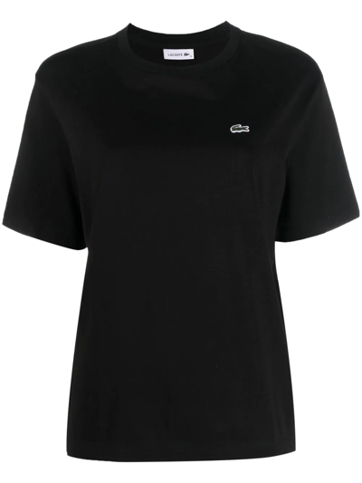 Shop Lacoste Chest Logo-patch T-shirt In Black