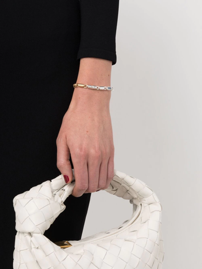 Le Gramme 18kt Yellow Gold And Sterling Silver Le 27g Segment Brushed Bracelet In Silver