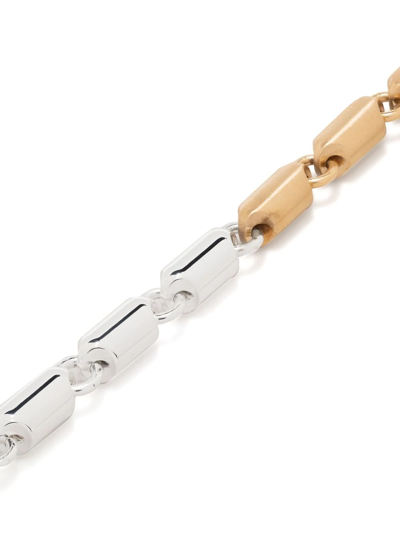 Le Gramme 18kt Yellow Gold And Sterling Silver Le 27g Segment Brushed Bracelet In Silver