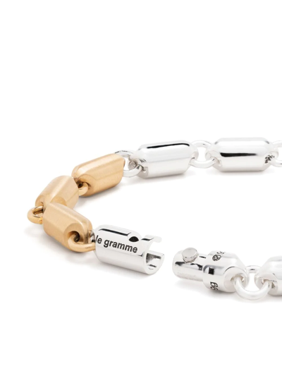 Le Gramme 18kt Yellow Gold And Sterling Silver Le 27g Segment Brushed Bracelet In Silver
